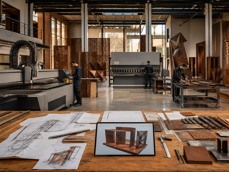 Fabrication acier Corten Maroc dans un atelier de conception, découpe et production métallique sur mesure