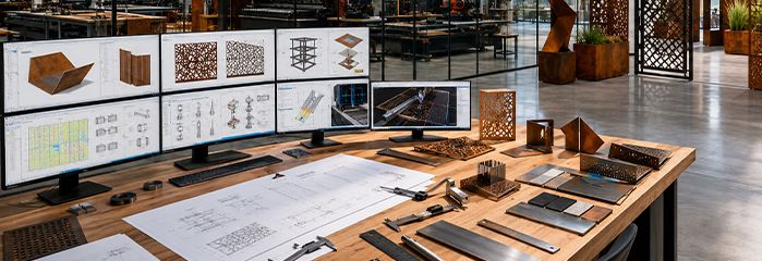 Fabrication acier Corten Maroc avec étude technique, plans, modélisation 3D et échantillons en atelier